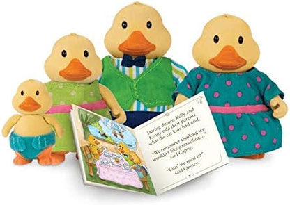 Li'l Woodzeez Acc Li'l Woodzeez - Família Quickquack Duck - Conjunto de 5 peças com estatuetas em miniatura e livro de histórias - Brinquedos e acessórios de animais para crianças de 3 anos ou mais, Multi, W6259