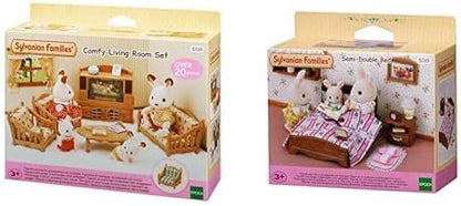 Sylvanian Families Conjunto de sala de estar confortável cama semi-casal