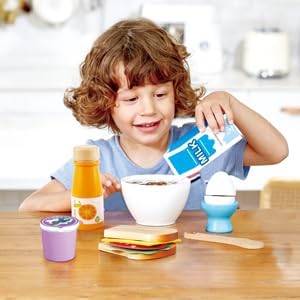 Hape E3172 Delicioso café da manhã Playset Food Set com colher de brinquedo para fingir brincar | 3+ anos, colorido