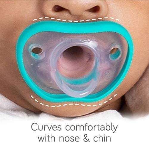 Nanobebe Chupetas para bebês de 0 a 3 meses - ortodônticas, curvas confortavelmente com contorno facial, premiadas para bebês que amamentam, 100% silicone - sem BPA