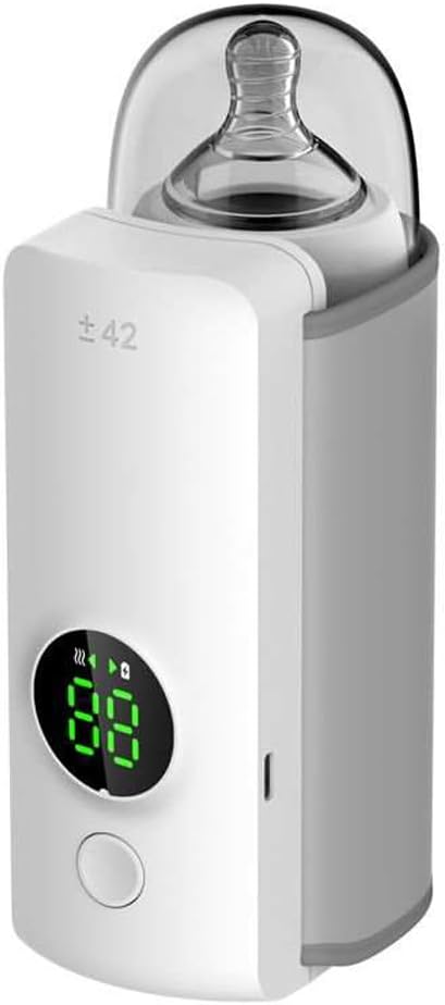 Aquecedor de mamadeira portátil USB Mini aquecedor de mamadeira Sleave Aquecedor de mamadeira recarregável e termostato portátil controlado com Smart com tela digital inteligente