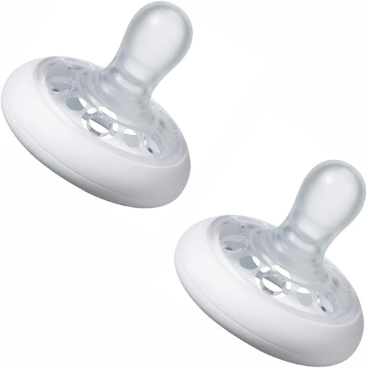 2 x Tommee Tippee mais perto da natureza chupeta e chupeta semelhante a um seio com silicone natural, sem BPA e design ortodôntico para recém-nascidos, bebês e crianças, de 0 a 6 meses