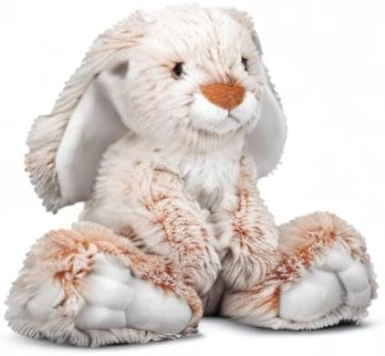 Melissa & Doug Burrow Bunny Teddy, brinquedos macios de ursinho de pelúcia para meninas, brinquedo fofinho de coelho, brinquedos fofinhos de bichinhos de pelúcia para meninas, brinquedos de pelúcia de coelho para meninas e meninos de mais de 3 anos