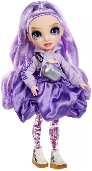 Rainbow High Sparkle and Shine - Viola (roxo) - Boneca fashion de 28 cm com brilhos líquidos nas pernas, agite para vê-los brilhar, para crianças de 4 a 12 anos