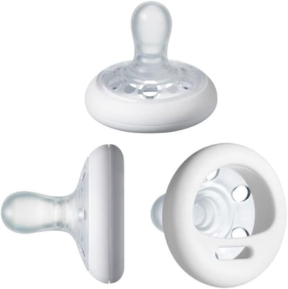 2 x Tommee Tippee mais perto da natureza chupeta e chupeta semelhante a um seio com silicone natural, sem BPA e design ortodôntico para recém-nascidos, bebês e crianças, de 0 a 6 meses