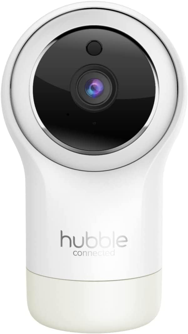 Hubble Connected Câmera infantil Nursery Pal Glow Smart HD para bebês com luz noturna de 7 cores, sensor de temperatura ambiente, zoom panorâmico e inclinação remoto, conversa bidirecional, visão noturna, câmera WiFi para bebês com