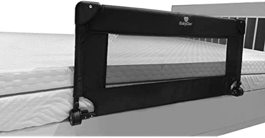 BabyDan Protetor de cama dobrável para viagem, 90 cm/35" de largura, preto - Serve em colchões de até 110 cm/43" de largura - (Corrimão de segurança/Corrimão de cama/Barreira de cama/Protetor de cabeceira para crianças e bebês de 18 meses a 5 anos)