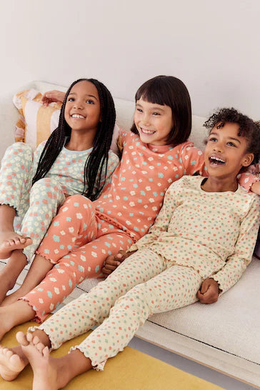 |Niña| Pack de 3 Pijamas Florales – Ditsy Pink/Crema (9 meses a 16 años)