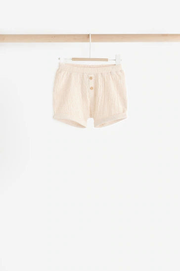 |BabyBoy| Conjunto De Camiseta e Shorts Para Bebê - Cru/Bronze