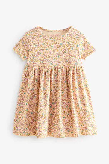 |Niña| Vestido de punto de canalé de manga corta multicolor (3 meses a 7 años)