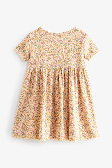 |Niña| Vestido de punto de canalé de manga corta multicolor (3 meses a 7 años)