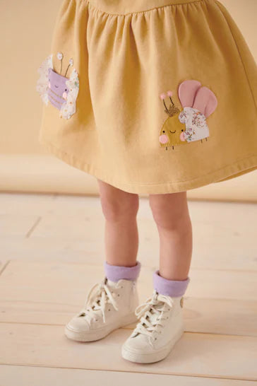 |Niña| Vestido sudadera de manga larga - Amarillo (3 meses a 7 años)