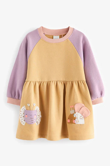 |Niña| Vestido sudadera de manga larga - Amarillo (3 meses a 7 años)