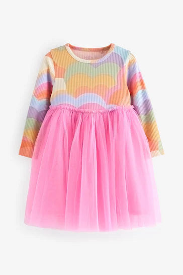 |Niña| Vestido de punto de manga larga - Multicolor brillante (3 meses a 7 años)