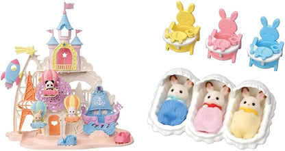 Sylvanian Families 5538 Parque de diversões para bebês - Conjuntos de brinquedos para casas de bonecas e 5532 Conjunto de cuidados para trigêmeos - Conjuntos de brinquedos para casas de bonecas