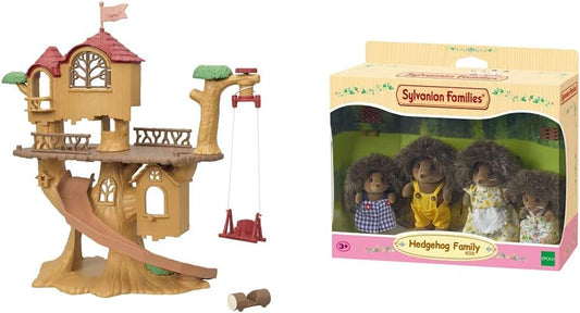 Sylvanian Families 5494 Adventure Tree House Playset, multicolorido e família de ouriços