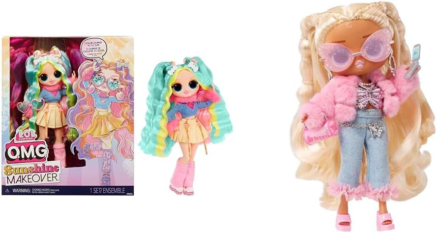 Jajaja ¡Sorpresa! Muñeca de moda OMG Sunshine Makeover - BUBBLEGUM DJ - Incluye cambio de color solar UV, muchas sorpresas y accesorios fabulosos - Gran regalo para niños de 4 años en adelante