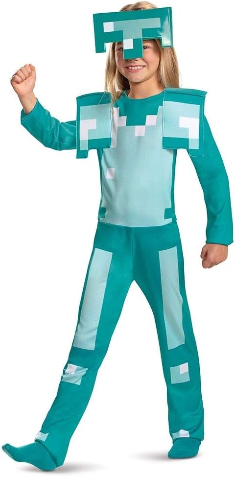 DISGUISE Fantasia de Minecraft Diamond Armor para crianças, fantasias de Halloween para crianças disponíveis nos tamanhos S, M e L