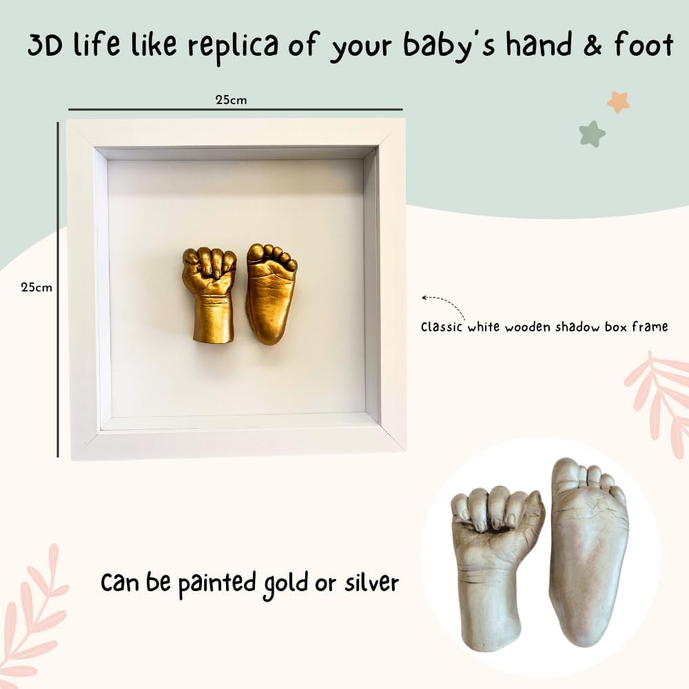 Kit genérico de huellas y manos de bebé en 3D, regalos para recién nacidos para niños y niñas, regalos para niñas y niños, regalos personalizados para baby shower, decoración de guardería, regalos para nuevos padres, arte de pared para guardería