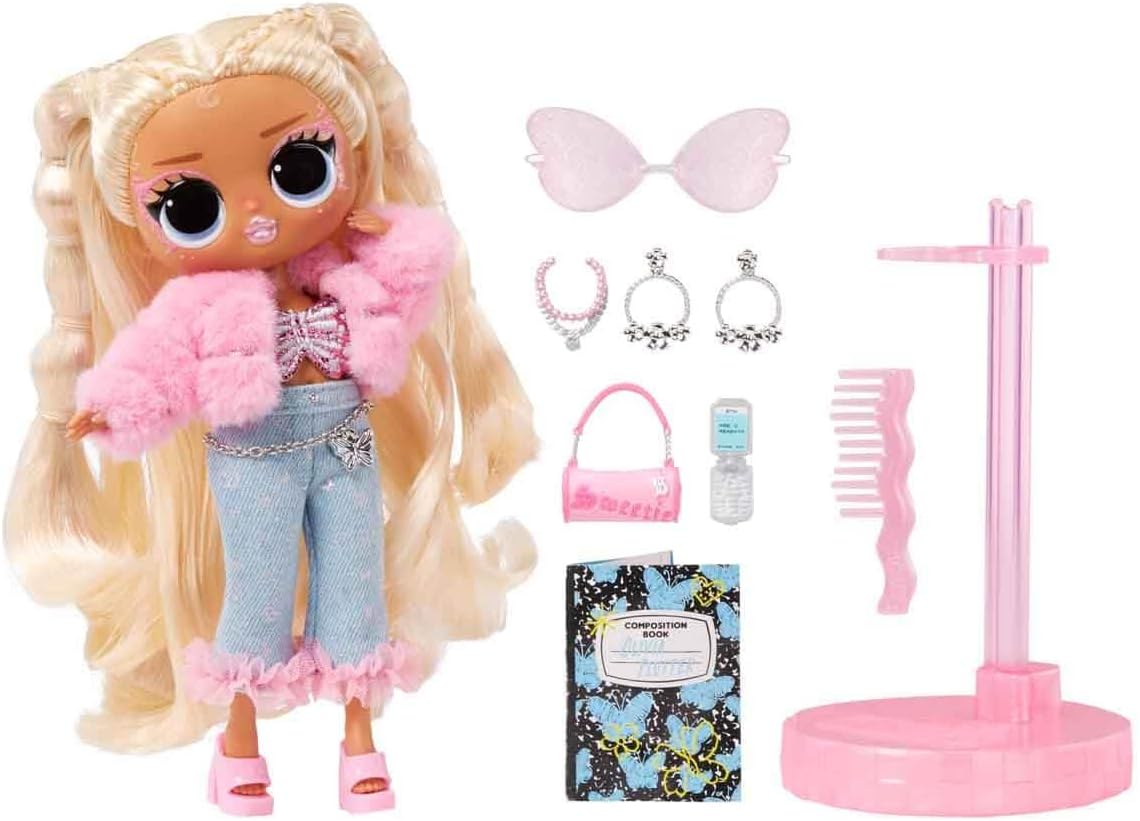 Jajaja ¡Sorpresa! Muñeca de moda OMG Sunshine Makeover - BUBBLEGUM DJ - Incluye cambio de color solar UV, muchas sorpresas y accesorios fabulosos - Gran regalo para niños de 4 años en adelante