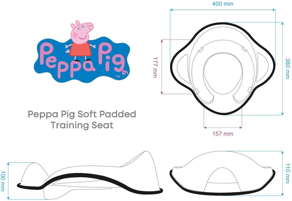 Peppa Pig Assento de treinamento acolchoado macio com encosto alto e alças - portátil para viagens e fácil de limpar - banheiro treine seu filho com seu personagem Peppa Pig favorito - plástico antiderrapante