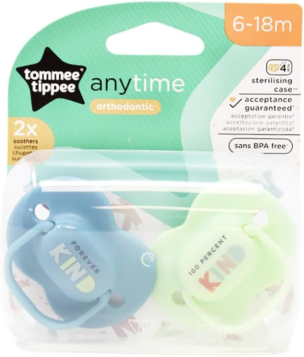 Tommee Tippee Anytime Orthodontic Kind Pacote de 2 chupetas 6-18m Design sortido UMA selecionada aleatoriamente