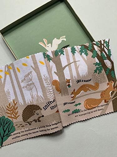 ThreadBear Design The Woodland Hush Cloth Rag Book com animais ilustrados para leitura precoce e desenvolvimento de aprendizagem