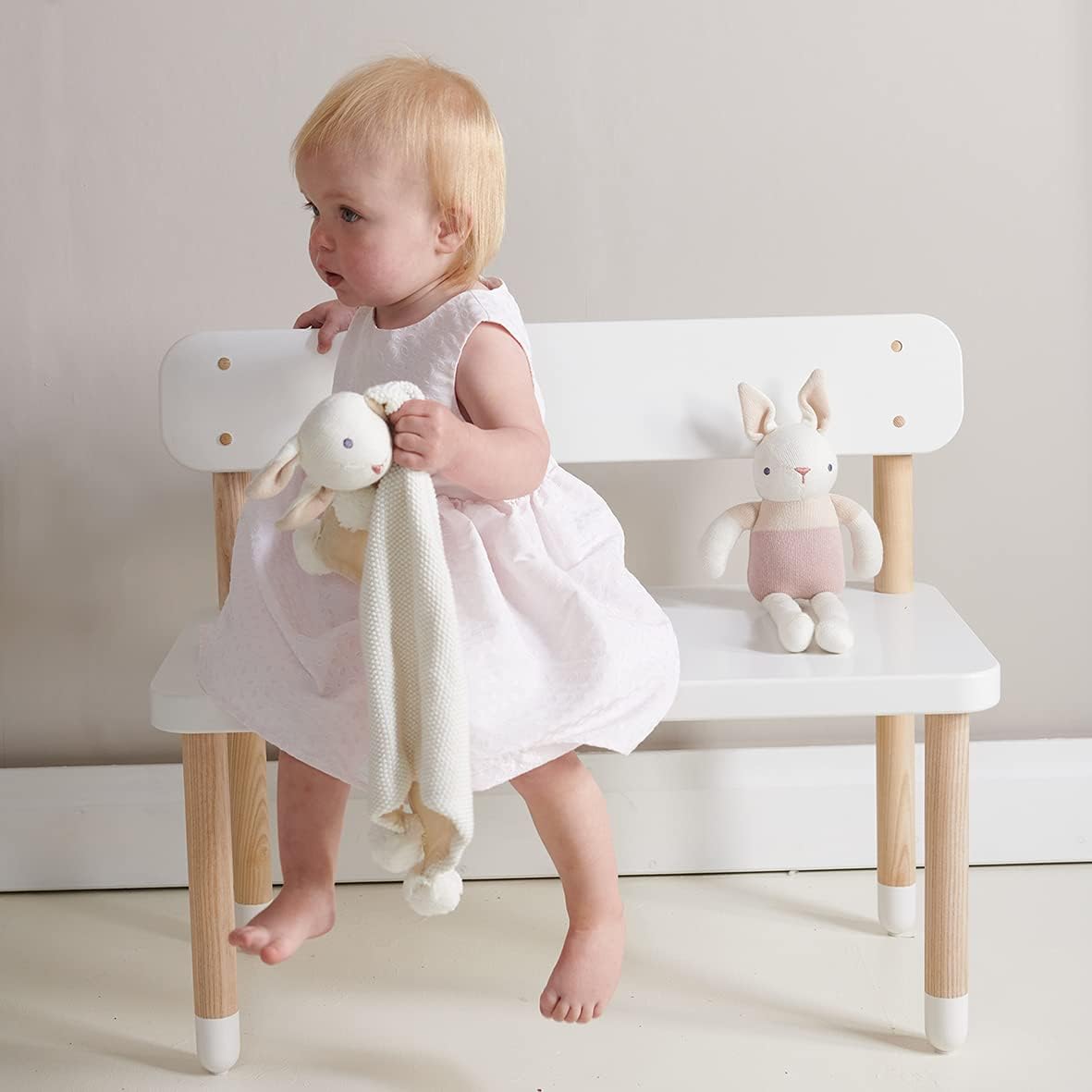 ThreadBear Design Conjunto de presente Baby Threads Bunny Cream - Presente para bebê