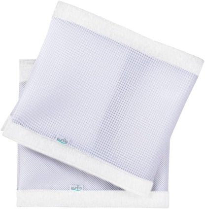 PurFlo Protetor de berço respirável | Alternativa segura aos protetores de berço tradicionais | Malha lavável à máquina e fixações de velcro de fácil instalação | Serve para berços de até 140 x 70 cm | Itens essenciais para bebês | Cinza nuvem