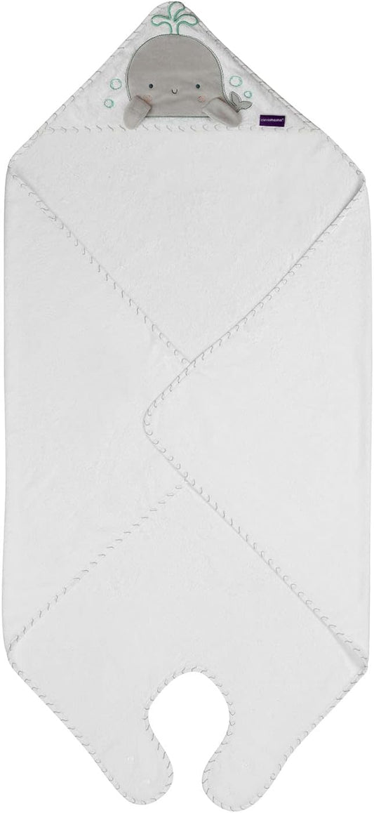 Clevamama Delantal de Bambú Extra Grande, Toalla de Baño para Bebé con Capucha para Recién Nacidos, Bebés y Niños Pequeños en Bambú Ultra Suave, Absorbente, para Niños y Niñas de 0 a 4 Años - Gris, 98x98cm