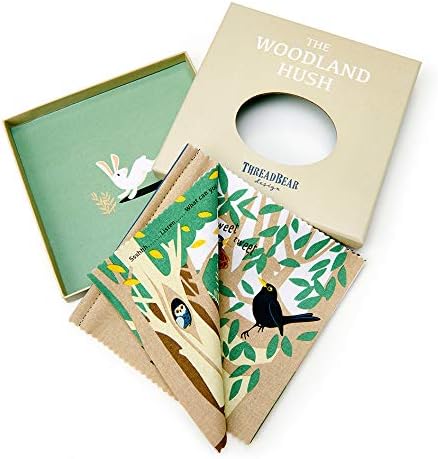 ThreadBear Design The Woodland Hush Cloth Rag Book com animais ilustrados para leitura precoce e desenvolvimento de aprendizagem