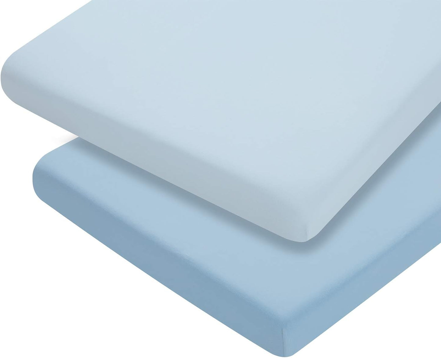 ClevaMama Sábanas para Abrigo, 100% Algodón Hipoalergénico y Transpirable, Pack de 2 Sábanas Elásticas 60 x 120 x 12 cm - Azul