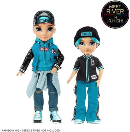 Rainbow High Junior High - River Kendal Rainbow Fashion Doll com roupa e acessórios - presente e colecionável para crianças a partir de 6 anos, preta