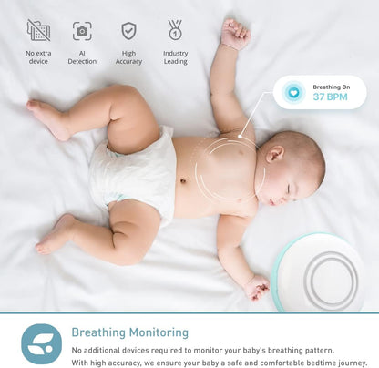 Lollipop Baby Monitor (turquesa) - Cámara Wi-Fi inteligente con funciones completas Detección de llanto real con plan adicional en la aplicación de monitoreo de respiración / Accesorios de seguimiento del sueño gratuitos / Período de prueba de 7 días