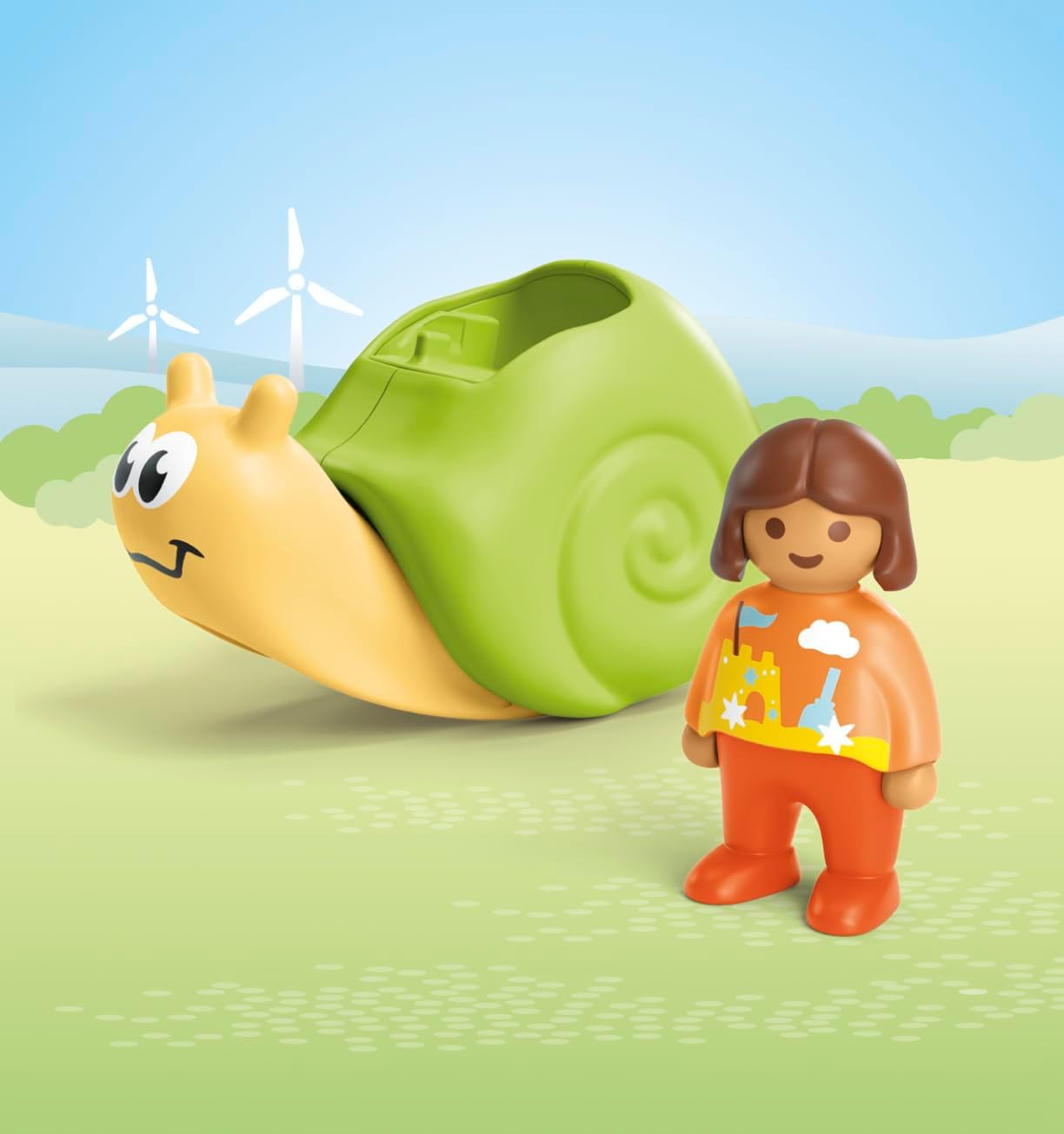 PLAYMOBIL 71699 JUNIOR: Caracol de balanço com recurso de chocalho, brinquedos de aprendizagem precoce com recurso de chocalho, feitos de mais de 90% de plástico à base de plantas, brinquedo para presentear