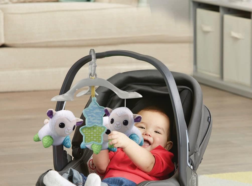 VTech Baby Lullaby Lambs Mobile, com padrões de luz coloridos, música suave, ruído branco e sons da natureza, presente para bebês de 0, 3, 6, 9+ meses, versão em inglês