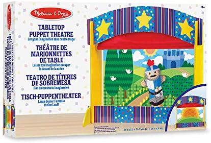 Melissa & Doug Teatro de marionetes de mesa construção robusta em madeira