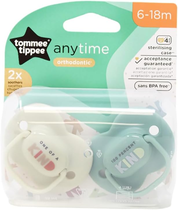 Tommee Tippee Anytime Orthodontic Kind Pacote de 2 chupetas 6-18m Design sortido UMA selecionada aleatoriamente