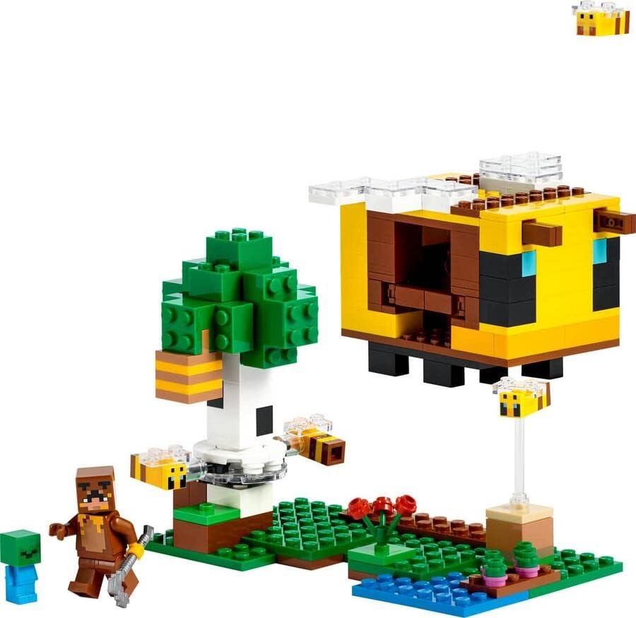 LEGO 21241 Minecraft The Bee Cottage Brinquedo de construção com casa edificável, fazenda, bebê zumbi e figuras de animais, ideia de presente de aniversário para meninos e meninas