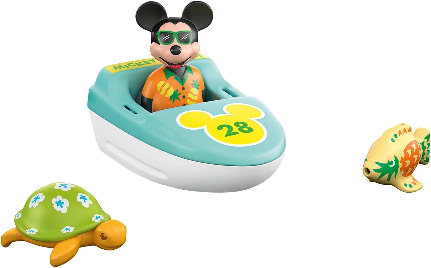 Playmobil 71707 JUNIOR e Disney: passeio de barco do Mickey Mouse, incluindo barco inflável e criaturas marinhas, brinquedo sustentável feito de plástico à base de plantas, brinquedo para presente