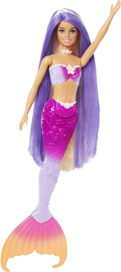 Barbie  Mermaid Doll, “Malibu” with Pink Hair, Styling Accessories, Pet Dolphin and Water-Activated Color Change Feature, HRP97