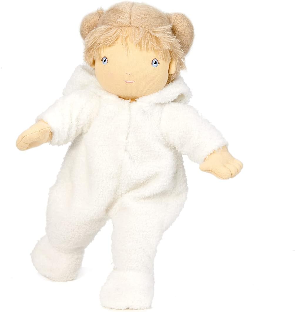 ThreadBear Design Boneca Baby Lilli em macacão de coelhinho branco - boneca macia para crianças