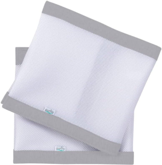 Protector de cuna transpirable PurFlo | Alternativa segura a los protectores de cuna tradicionales | Malla lavable a máquina y cierres de velcro fáciles de instalar | Se adapta a cunas de hasta 140 x 70 cm | Esenciales para bebés | nube gris