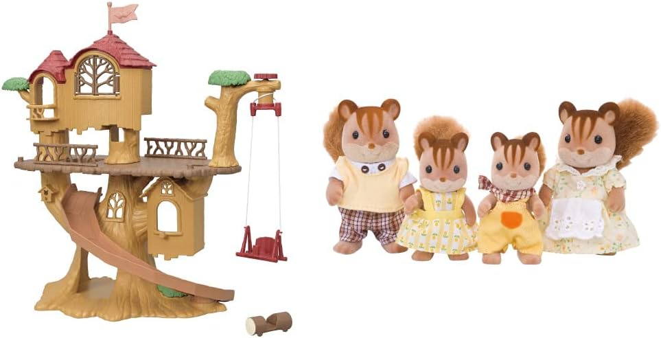 Sylvanian Families 5494 Adventure Tree House Playset, multicolorido e família de esquilos Walnut