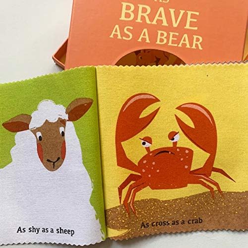 ThreadBear Design Brave As A Bear Cloth Rag Book ilustrado para aprendizagem precoce e desenvolvimento de leitura