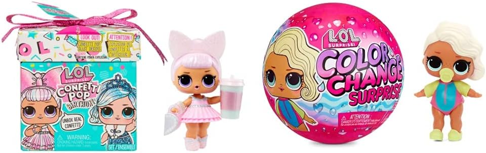 Jajaja ¡Sorpresa! Birthday Pop - Muñeca coleccionable de edición limitada con 8 sorpresas de confeti en caja de regalo - Incluye sorpresa de agua y confeti Pop Birthday Sisters LOL Surprise