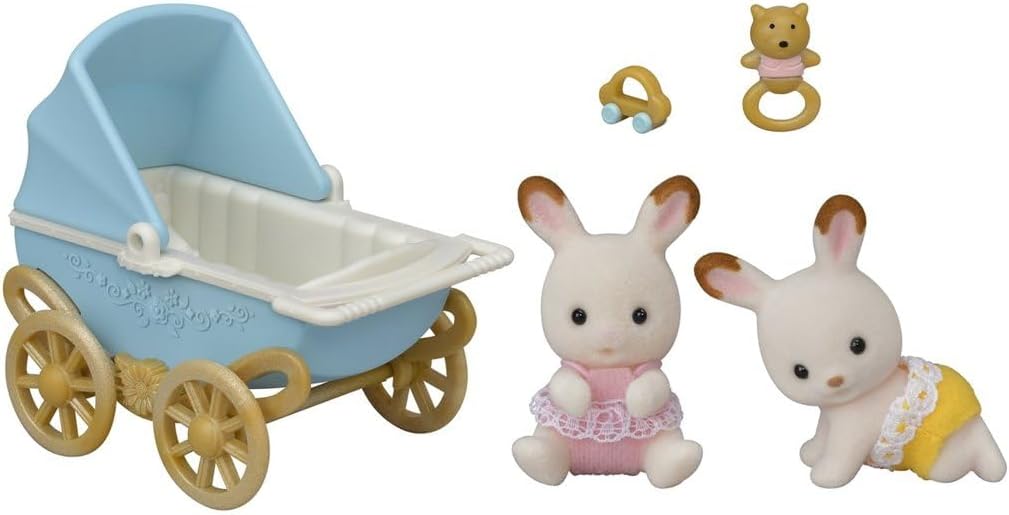 Sylvanian Families Conjunto de gêmeos de coelho de chocolate - conjunto de casa de bonecas 5432