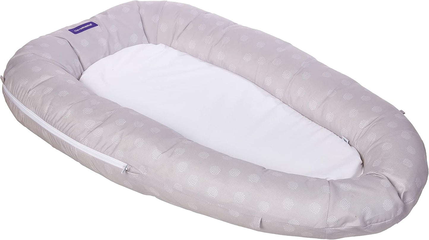 Clevamama Kalevfaom Baby Pod y Newborn Cocoon, Tummy Team - Azul, 0-6 meses, Tamaño externo: 52x87cm e interno: 24x63cm