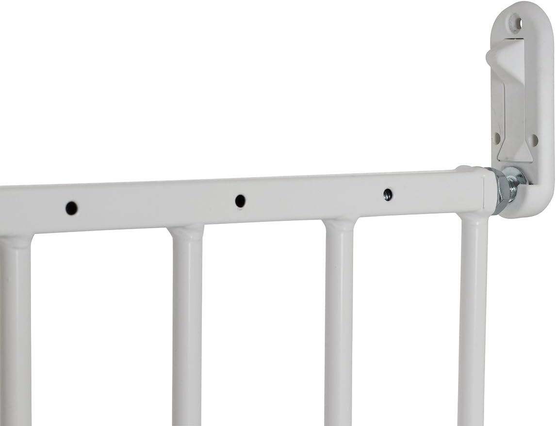 BabyDan Portão de segurança extensível de metal Multidan, branco - serve para aberturas de 62,5 cm a 106,8 cm - encaixe por parafuso e portão de pressão Munchkin Lindam Sure Shut Axis também adequado como portão para cães