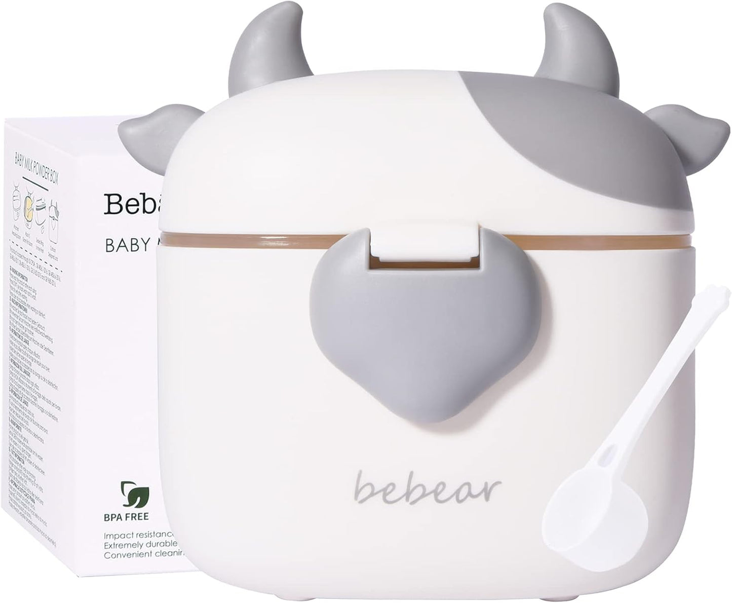 Bebamour Dispensador de leche en polvo para bebés, Dispensador de fórmulas para snacks para bebés, 230 g de leche en polvo, 450 ml, gris